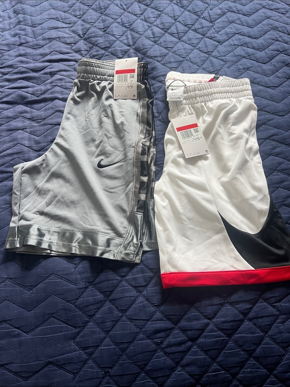 Nike White, Black & Red Boys' Athletic Shorts — Contrast Swoosh - Picture 2 of 2